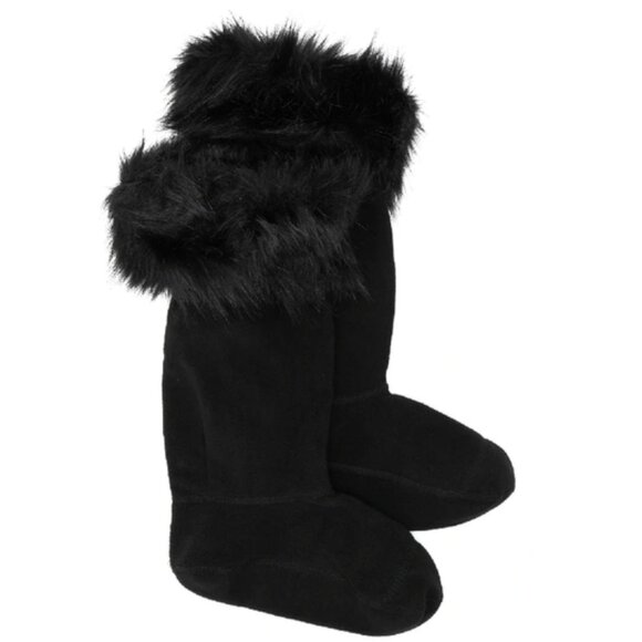 RARE HUNTER Cozy Fur Cuff Fleece Tall Warm Boot Sock Black W 8 10 - Picture 2 of 6